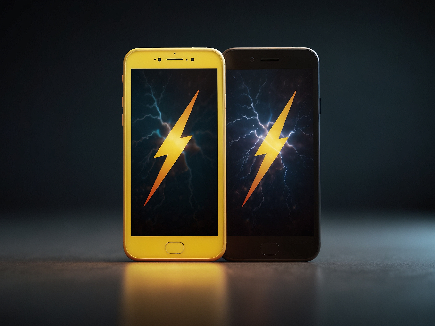 Mobile download banner with smartphone and lightning icon